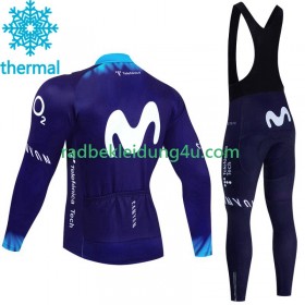 Set Langarmtrikot + Trägerhose Lange Winter Thermal Fleece Movistar 2023